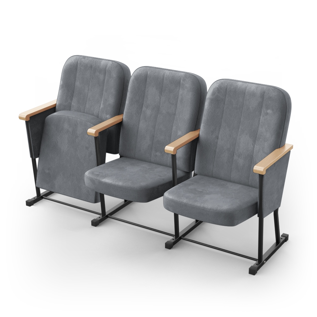 Крісло секційне ПРЕМ'ЄРА СОНАТА-УНІВЕРСАЛ з дерев’яним підлокітником та фальшпанелями, 3 секції